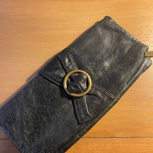 Black Leather hobo clutch